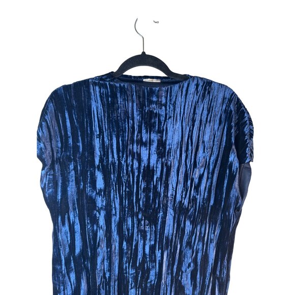 2/$30 ZARA W/B Collection Medium Velvet Navy Royal Blue Tie-Dye Top - Picture 7 of 11